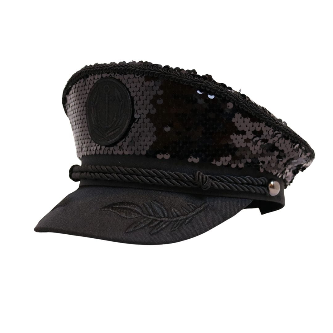 Trippy Captain Black Sequin Captain Hat