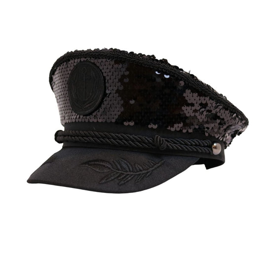 Trippy Captain Black Sequin Captain Hat