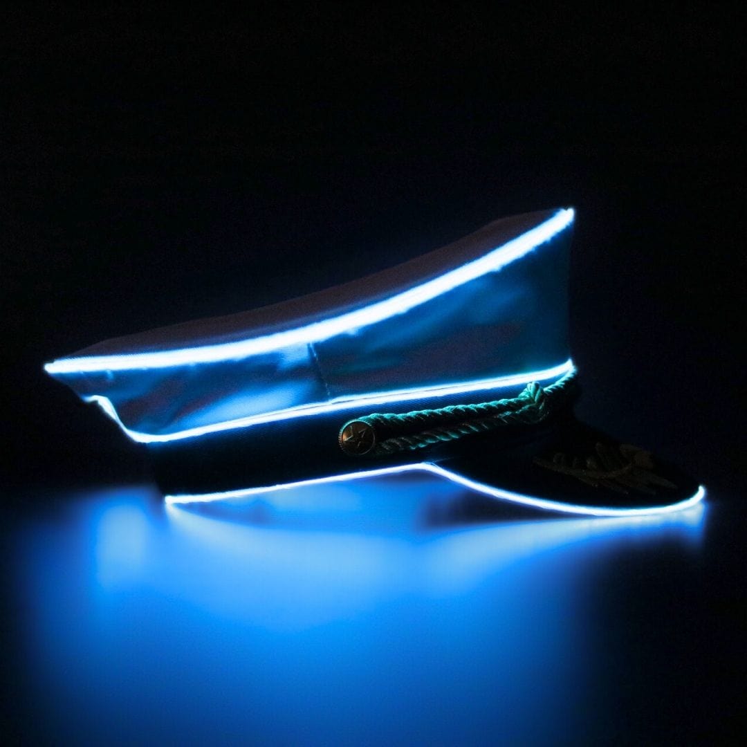 Trippy Captain Hat Neon Captain- Blue LED Light Up Hat