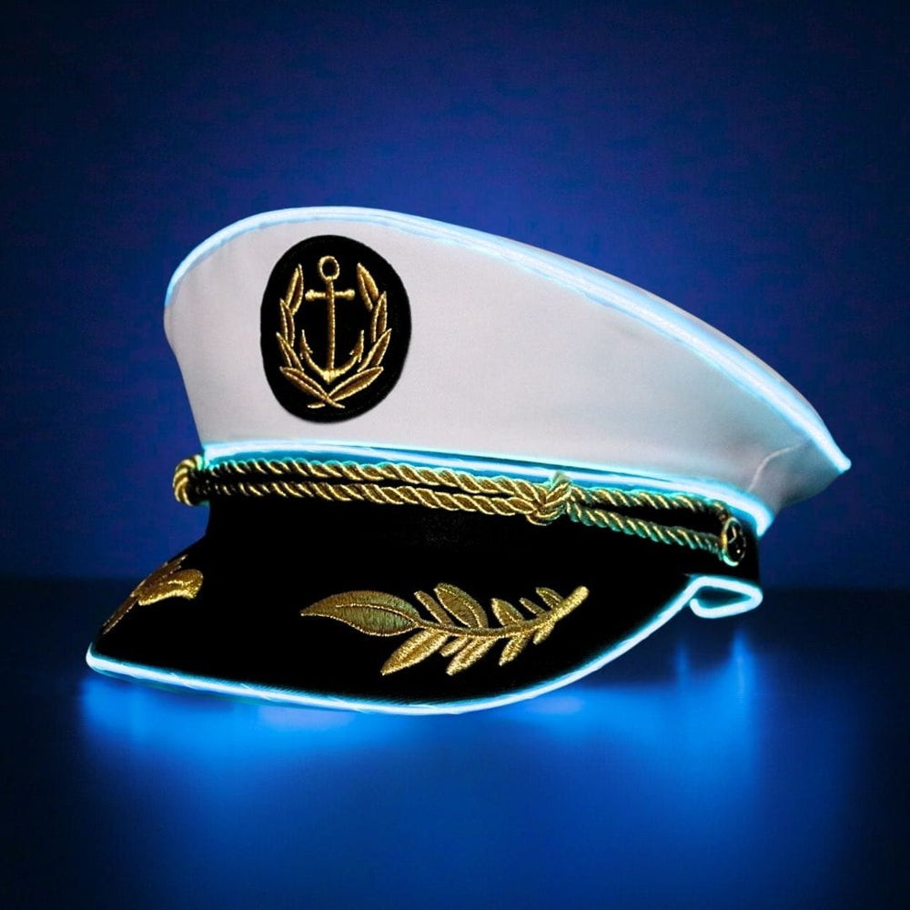 Trippy Captain Hat Neon Captain- Blue LED Light Up Hat