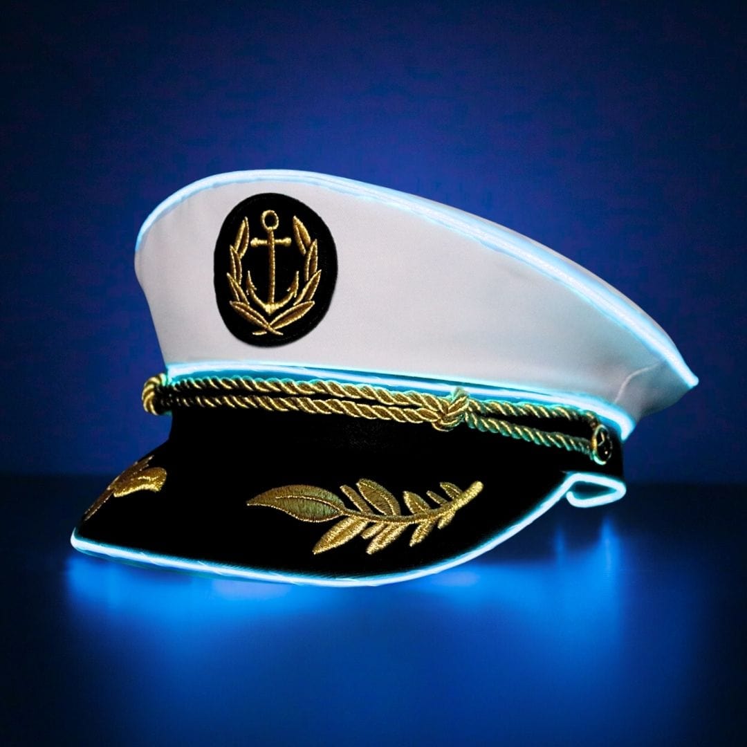 Trippy Captain Hat Neon Captain- Blue LED Light Up Hat