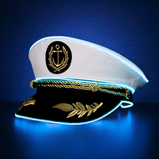 Trippy Captain Hat Neon Captain- Blue LED Light Up Hat