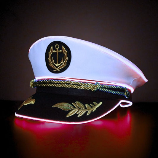 Trippy Captain Hat Neon Captain- Red LED Light Up Hat